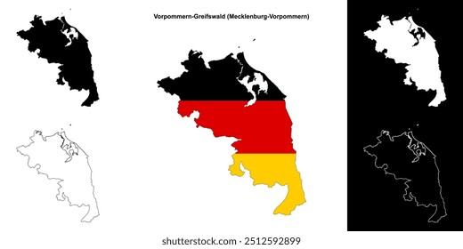 Conjunto de mapas em branco Vorpommern-Greifswald (Mecklenburg-Vorpommern)