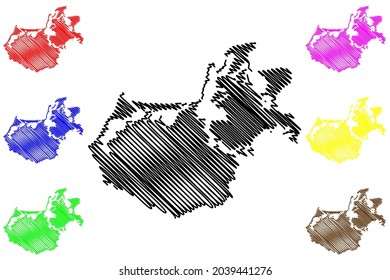 Vorpommern-Rugen district (Federal Republic of Germany, rural district, State of Mecklenburg-Vorpommern, Western Pomerania or West) map vector illustration, scribble sketch Vorpommern Rugen map