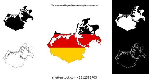 Vorpommern-Rugen (Mecklenburg-Vorpommern) mapa esboço em branco definido