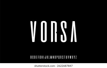 Vorsa is a sleek, all-uppercase font with tall proportions and minimalist style. Perfect for fashion branding, luxury packaging, editorial titles, and modern logos.