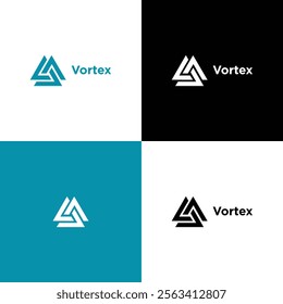 Vortex Abstract Geometric Triangle Logo with Modern and Minimalist Design

