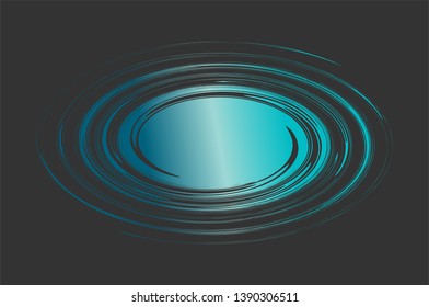 Vortex -  abstract vector illustration. Galaxy shape. Text template. Swirl shape. Blue whirlwind on black background with space for text in curl center.