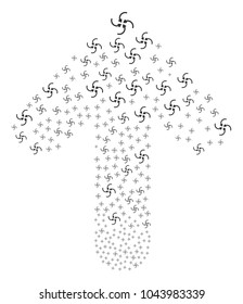 Vortex Arrows collage composed in the collection of ahead motion arrow. Forward target arrow shape designed from vortex arrows pictograms.