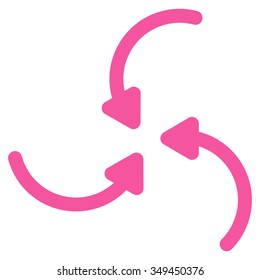 Vortex Arrows vector icon. Style is flat symbol, pink color, rounded angles, white background.