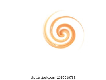 Vortex art movement ripple fond text space on white backdrop. Beautiful curvy surface gentle terracotta color. Circle soft mix of pure fresh sweet carrot, melon, pumpkin, apricot, lemon dessert syrup