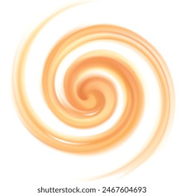 Vortex art movement ripple fond text space on white backdrop. Beautiful curvy surface gentle terracotta color. Circle soft mix of pure fresh sweet carrot, melon, pumpkin, apricot, lemon dessert syrup