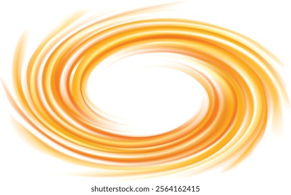 Vortex art movement ripple fond text space on white backdrop. Beautiful curvy surface gentle terracotta color. Circle soft mix of pure fresh sweet carrot, melon, pumpkin, apricot, lemon dessert syrup