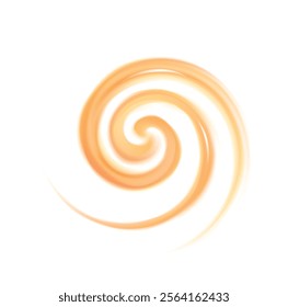 Vortex art movement ripple fond text space on white backdrop. Beautiful curvy surface gentle terracotta color. Circle soft mix of pure fresh sweet carrot, melon, pumpkin, apricot, lemon dessert syrup