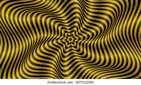 Vortex background in yellow and black. Vector illustration. Dimension 16:9. 