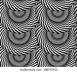 Vortex Black and White Vector Seamless Pattern