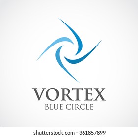 Vortex of blue cycle curve abstract vector and logo design or template energy windmill business icon of company identity symbol concept