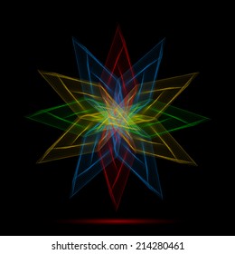 Vortex bright lines on black background .Abstract lines torsion backdrop. Decor element. Vector-art illustration