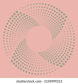 Vortex dotted frame. Modern geometric art shape. Trendy design element for border frame, logo, tattoo, symbol, web, prints, poster, template, pattern and abstract background. Optical illusion. Op art.