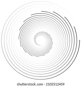Vortex dotted shape. Trendy design element for border frame, logo, tattoo, symbol, web, prints, posters, template, pattern and abstract background.