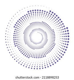 Vortex dotted shapes. Modern geometric art. Trendy design element for border frame, logo, tattoo, symbol, web, prints, posters, template, pattern and abstract background. Very peri.