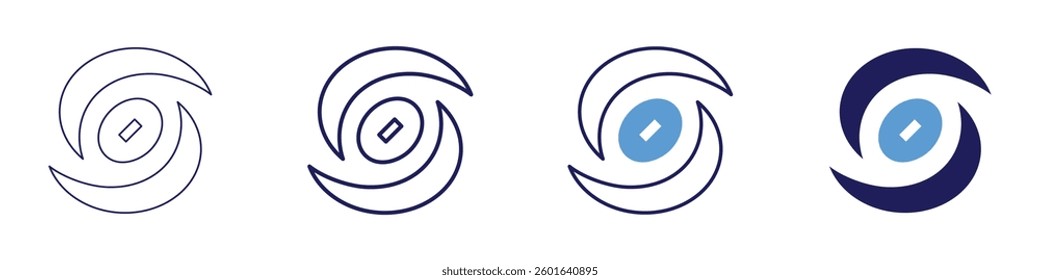 Vortex icon in 4 different styles. Thin Line, Line, Bold Line, Duotone. Duotone style. Editable stroke.