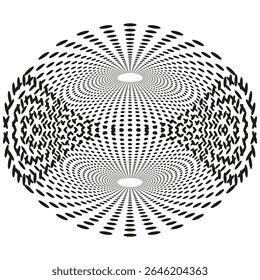 Padrão de ícone de vórtice. Símbolo de fluxo giratório. Vetor de onda espiral. Design dinâmico preto.