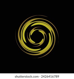 vortex icon vector, golden whirpool isolated on black background