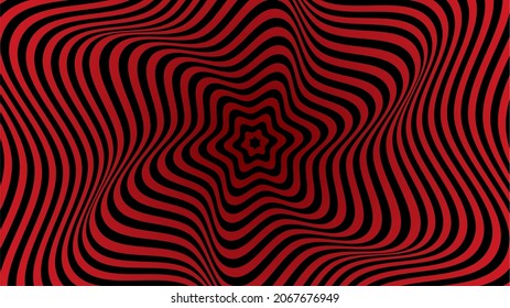 Vortex illusion in red and black. Dimension 16:9. Vector illustration. EPS10.