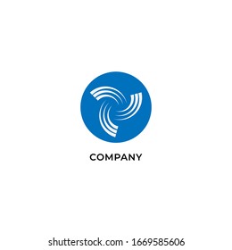 vortex illustration with blue ellipse shape behind. Logo design template. Hurricane icon. Tornado logo concept isolated on white background