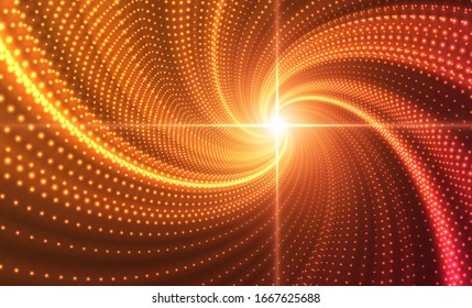 Vortex, light dots. Vector abstract background