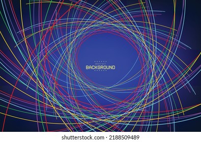 Vortex Line Sphere With Gradient Navy Blue Curly Science Movie Theme Background For Advertisement Banner Website Template Product Presentation Package Design Vector Eps.