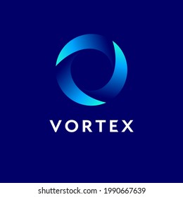 Vortex logo. Blue emblem. O monogram. Dynamic swirl.
Emblem for business, internet, online shop, label or packaging.