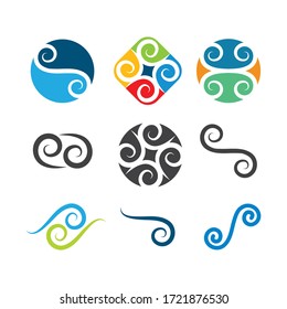 vortex logo icon wave and spiral vector template