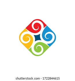 vortex logo icon wave and spiral vector template