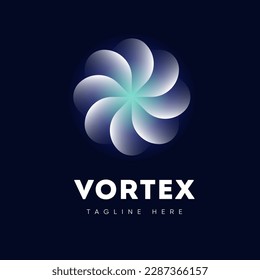 Vortex logo. Symbol like propeller with wind. Dynamic icon. Identity, corporate style.