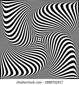 Vortex rotation movement illusion in abstract op art design. Vector illustration.