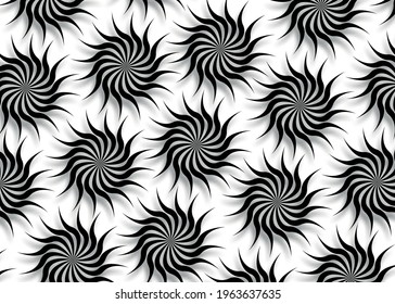 vortex sign pattern background, wave and spiral texture icon vector template. Textile tribal Sun Black Circles in curves art logo symbols isolated on white