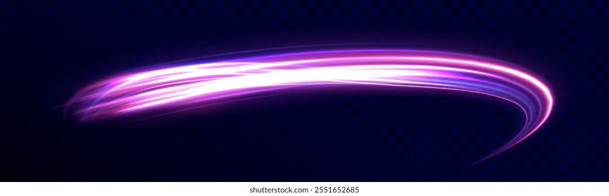 Vortex streams of neon light. Big set of light neon lines in the form of swirl and spirals. Particle motion light effect. Abstract fire flare trace lens flares.	