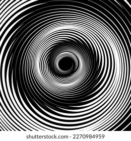 Vortex Swirl Movement. Abstract Textured Black and White Background. Vector Art.