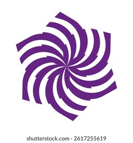 Vortex swirl shape. Purple rotating symbol. Abstract spiral figure. Vector emblem design.