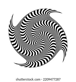 Vortex Twirl Twisting Motion Illusion in Abstract Op Art Design. Vector Illustration.