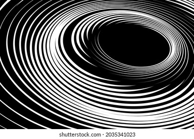 Vortex whirl motion. Abstract textured black and white background. Vector art.