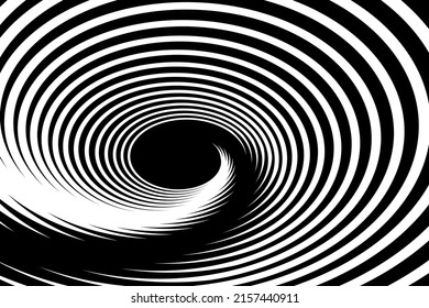 Vortex whirl motion effect. Abstract textured black and white background. Vector art.