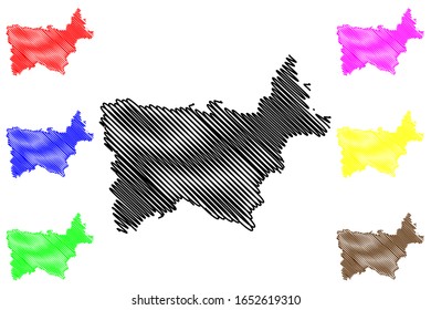 Voru County (Republic of Estonia, Counties of Estonia) map vector illustration, scribble sketch Vorumaa map