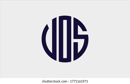 VOS circular emblem alphabet letter vector logo template
