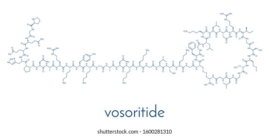 Vosoritide Achondroplasia Drug Molecule. Skeletal Formula.