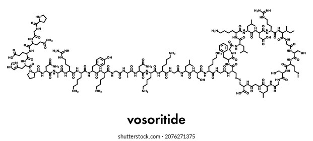 Vosoritide Achondroplasia Drug Molecule. Skeletal Formula.