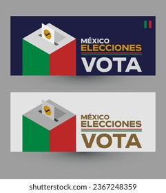 Vota Mexico Elecciones, Vote Mexican Elections spanish text design.