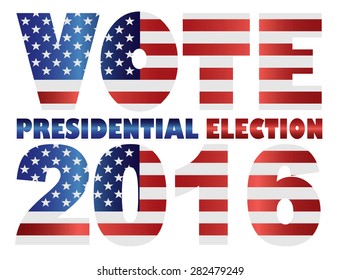 Vote 2016 Presidential Election with American USA Flag Silhouette Vector Illustration