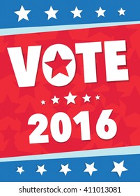 Vote 2016 red, white, and blue political poster