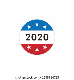 Vote 2020 sticker isolated on white background. Election symbol modern, simple, vector, icon for website design, mobile app, ui. Vector Illustration