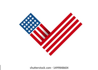 Vote 2020 in USA, banner design. American patriotic background election day. Usa debate of president voting. Election voting poster. Political election campaign. Flyer vector blue red white logo.