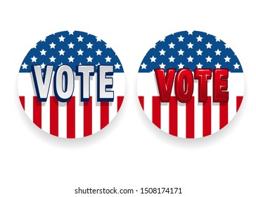 Vote 2020 in USA, banner design. American patriotic background election day. Usa debate of president voting. Election voting poster. Political election campaign. Flyer vector blue red white logo.