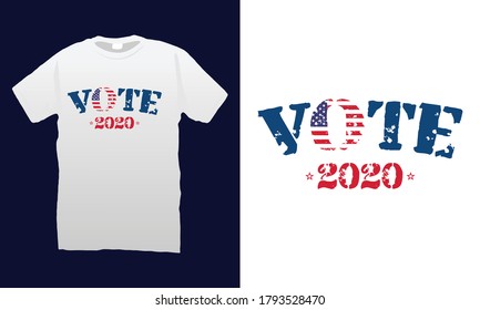 "Vote 2020" USA election t-shirt vector.