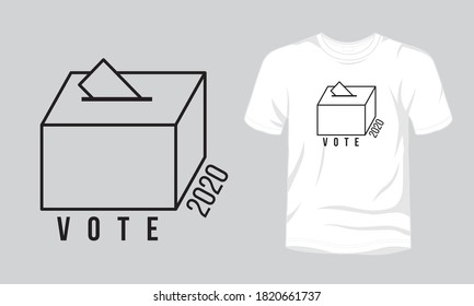 "Vote 2020" USA election t-shirt design.